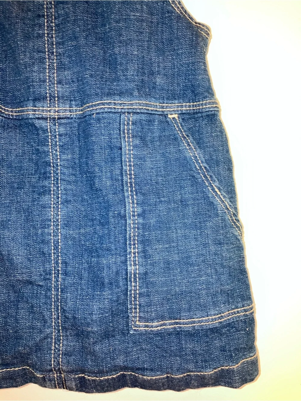 GAP 12/18 Month Baby Denim Jumper Dress Sleeveless Pockets Blue Jean Dress
